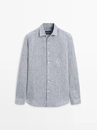 Regular fit linen shirt with pocket