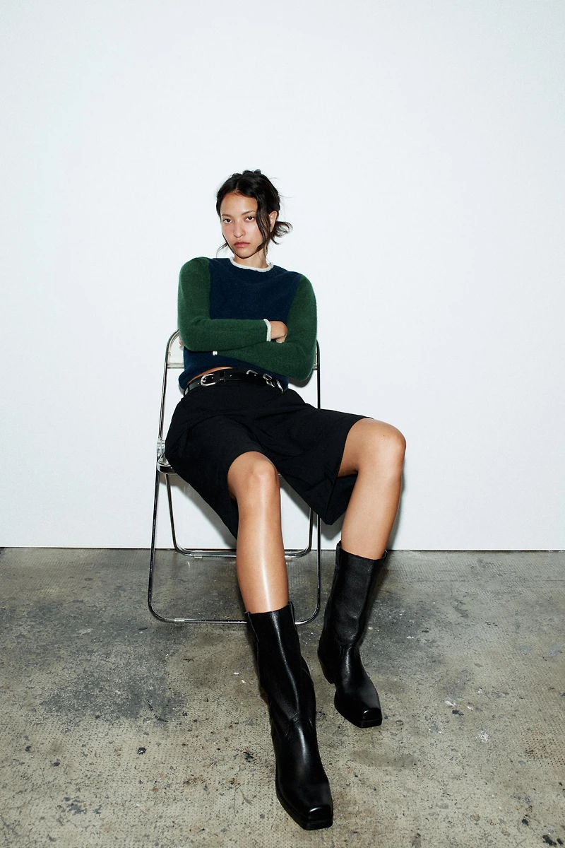 BOTTINES COW-BOY EN CUIR