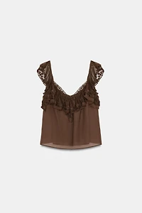 RUFFLED EMBROIDERED TOP