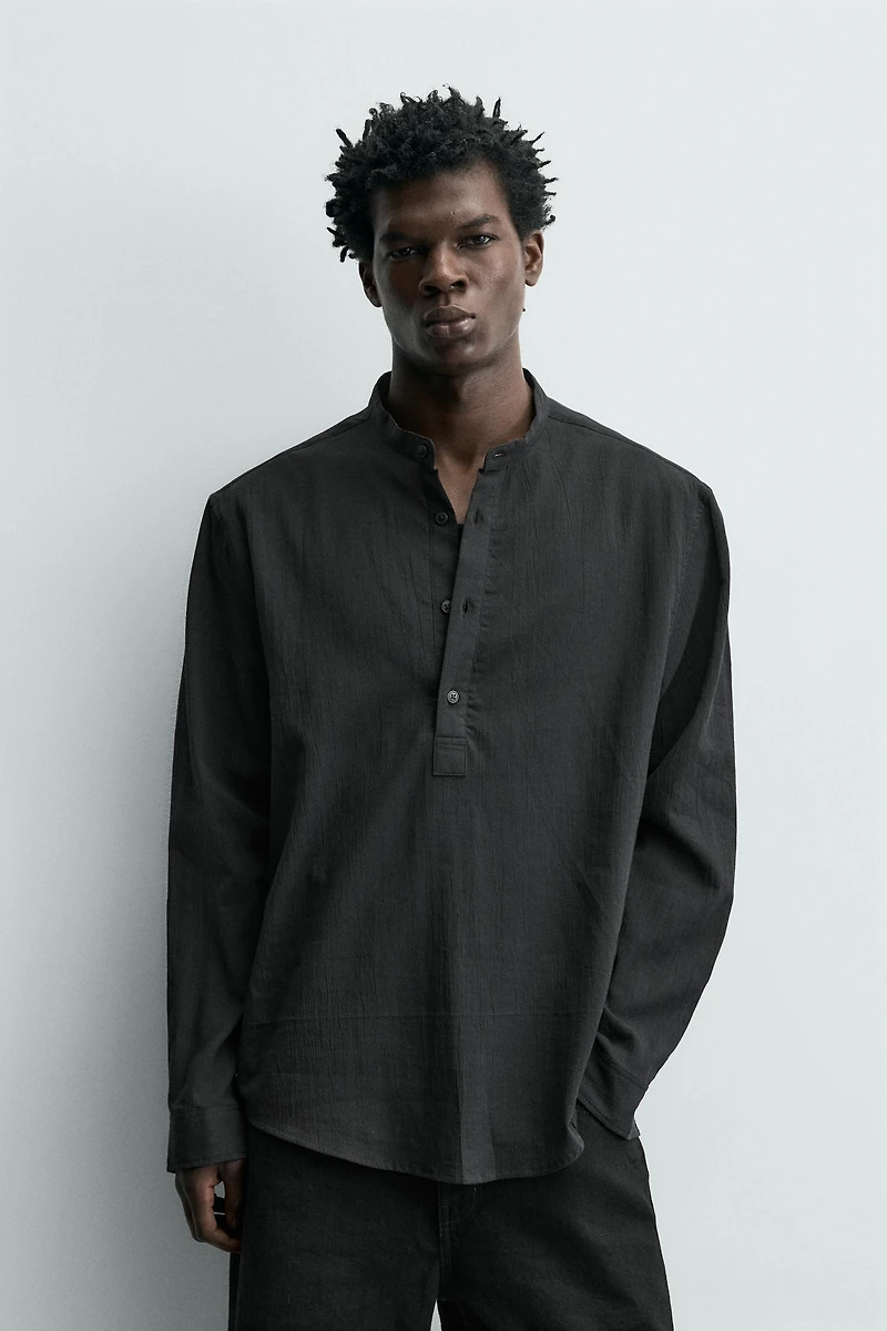 WRINKLE EFFECT POLO SHIRT