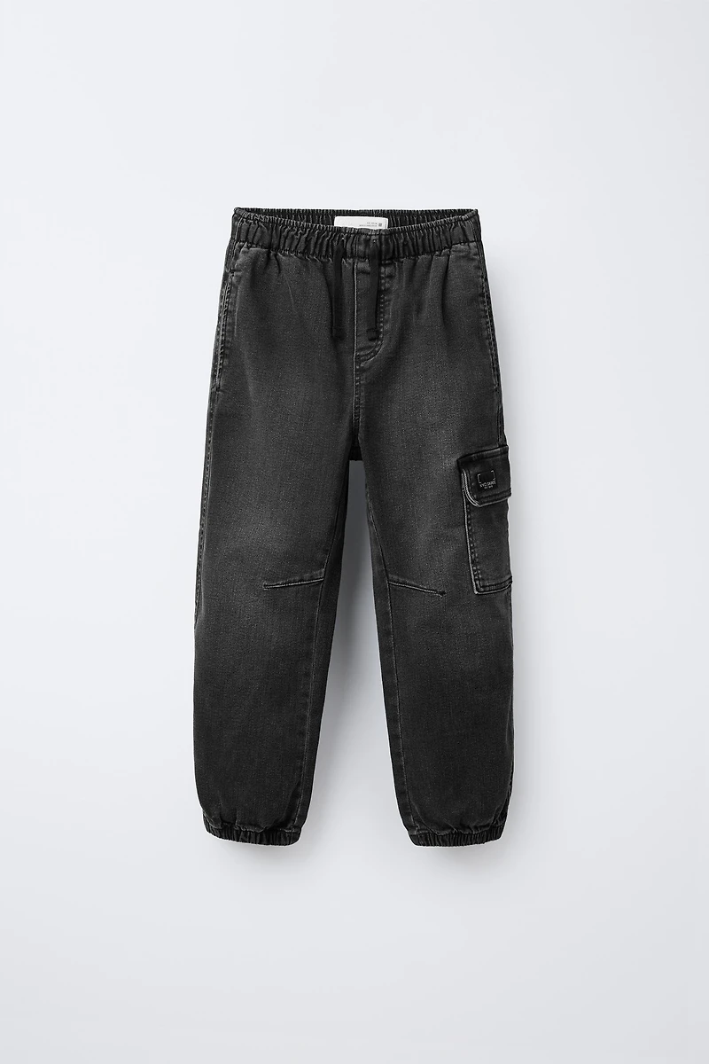 DENIM CARGO JOGGER PANTS
