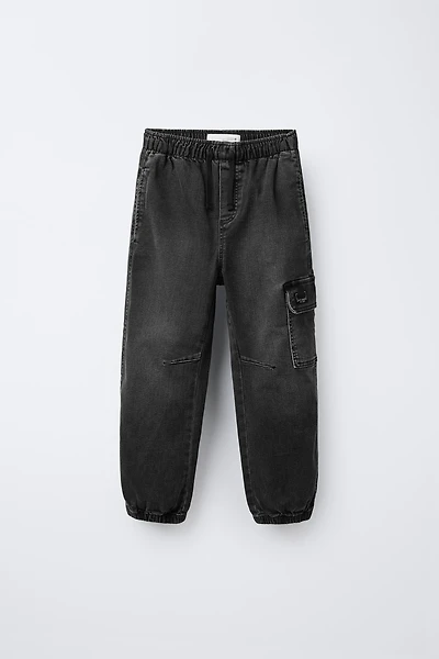 DENIM CARGO JOGGER PANTS
