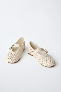RAFFIA EFFECT BALLET FLATS