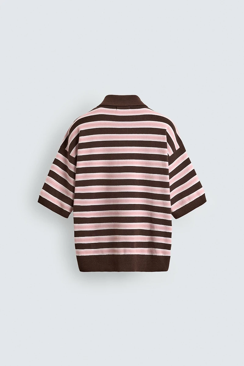 STRIPED JACQUARD KNIT POLO