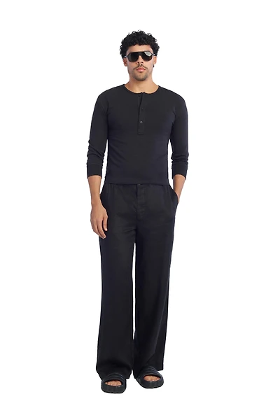 CROPPED FIT HENLEY T-SHIRT