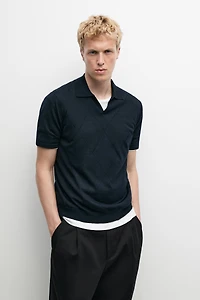 Pull polo en maille à motif losanges