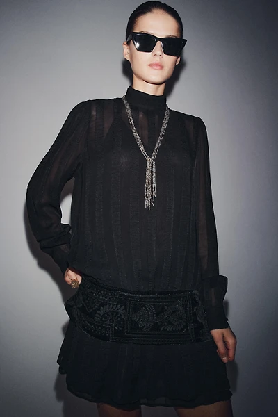 EMBROIDERED SASH COMBINATION DRESS ZW COLLECTION