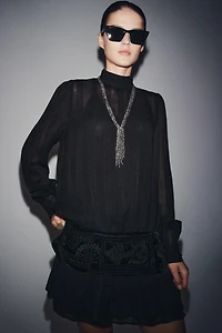 EMBROIDERED SASH COMBINATION DRESS ZW COLLECTION