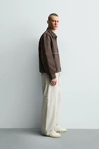 CONTRAST TOPSTITCHING BOXY FIT JACKET