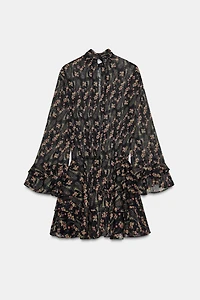 ROBE GAZE DE COTTON À IMPRIMÉ FLEURS