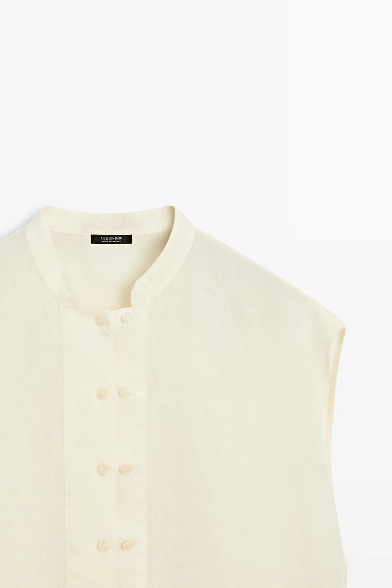 Flowing 100% linen shirt with button detail