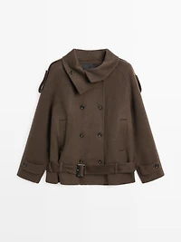Manteau trench en laine mélangée