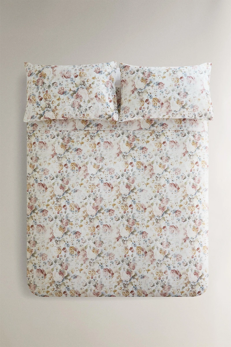 HOUSSE DE COUETTE SATIN FLORALE (300 FILS)