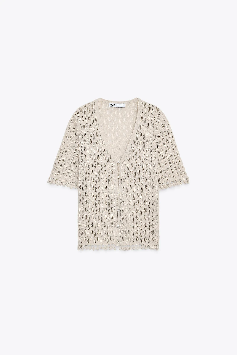 POINTELLE KNIT CARDIGAN