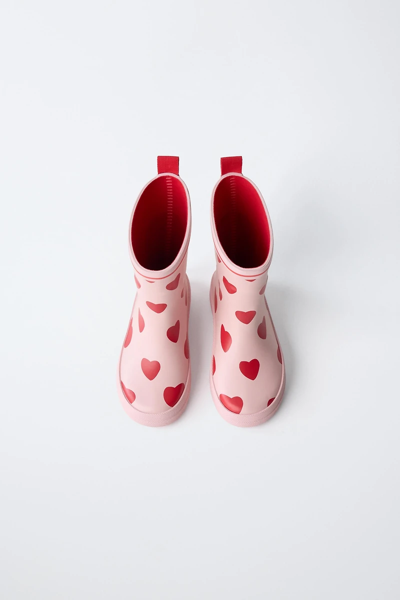HEART PRINT RAIN BOOTS