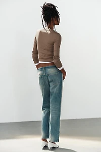 TRF MID-RISE STRAIGHT LEG SIDE STRIPE JEANS