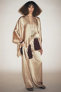 ZW COLLECTION SATIN EFFECT CAPE SHIRT