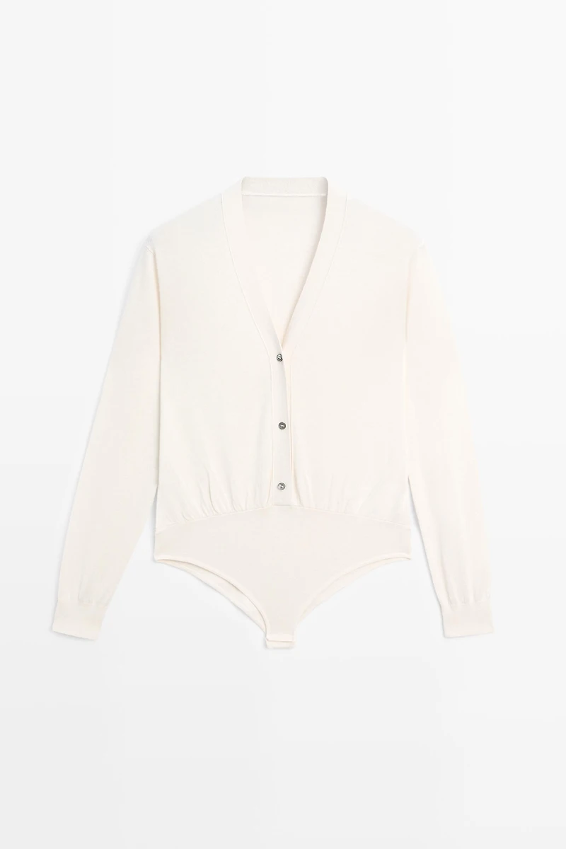 Silk blend bodysuit with button details - STUDIO