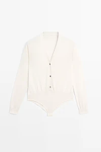 Silk blend bodysuit with button details - STUDIO