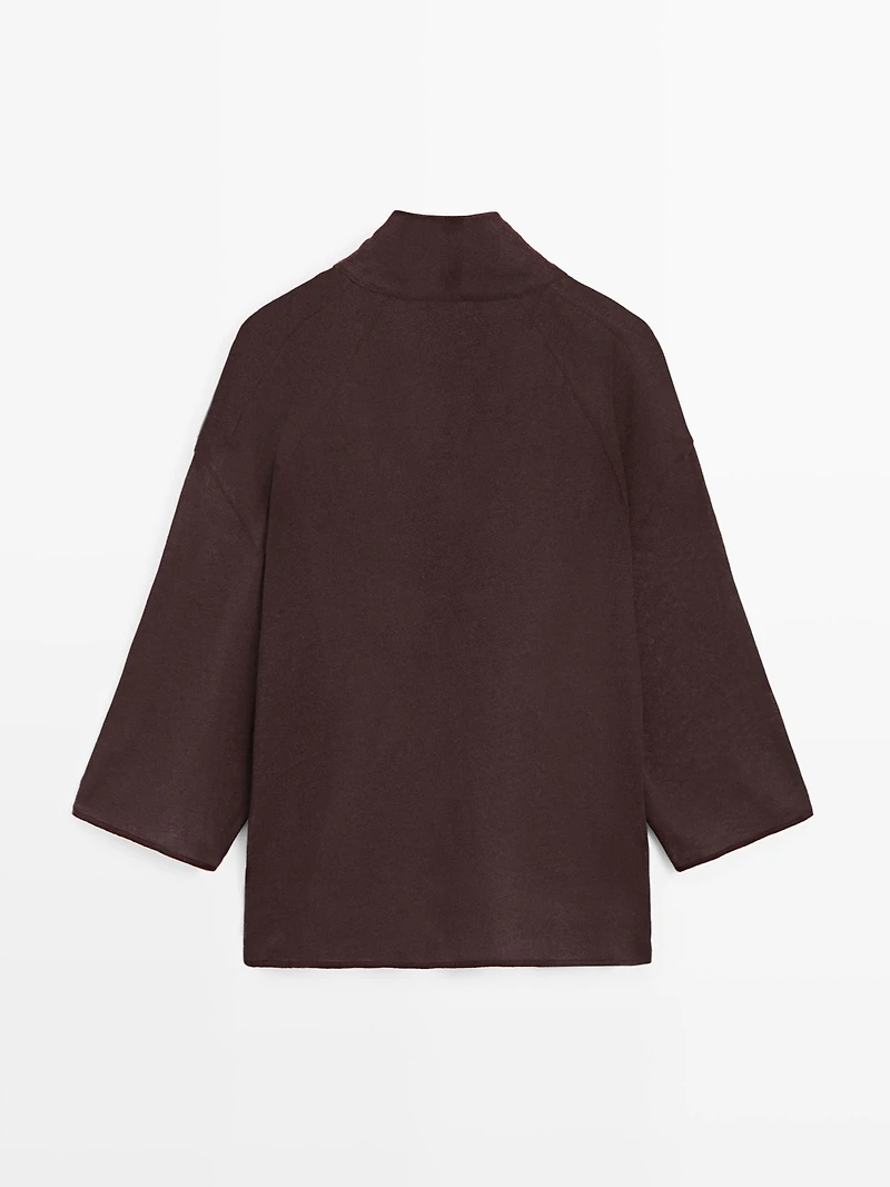 Linen blend shirt with cowl neckline
