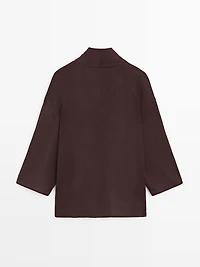 Linen blend shirt with cowl neckline