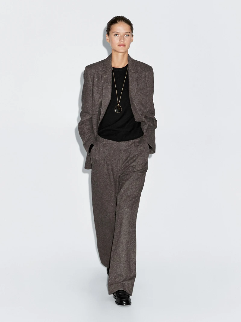 Knickerbocker yarn effect suit trousers