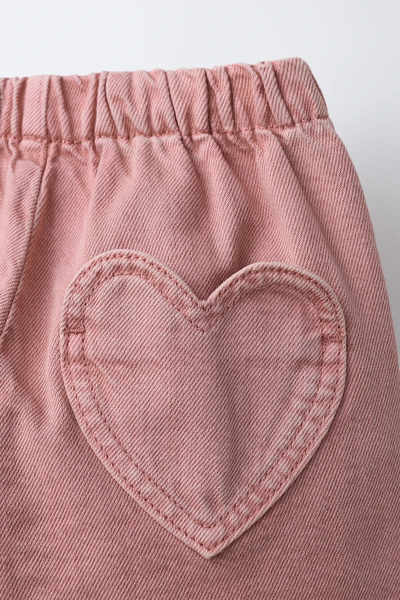 BAGGY TWILL PANTS WITH HEART POCKET