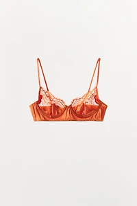 SATIN EFFECT LACE UNDERWIRE BRA