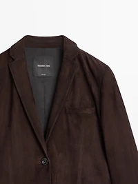 Blazer 100% cuir effet daim