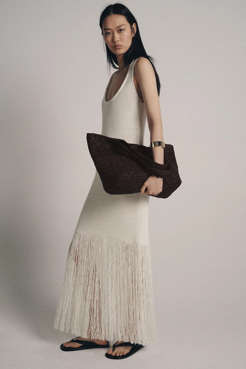 FRINGED KNIT DRESS