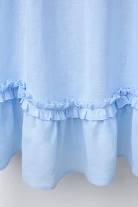 RUFFLED DRESS. 100% LINEN