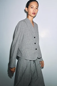 HOUNDSTOOTH LINEN BLEND BLAZER ZW COLLECTION