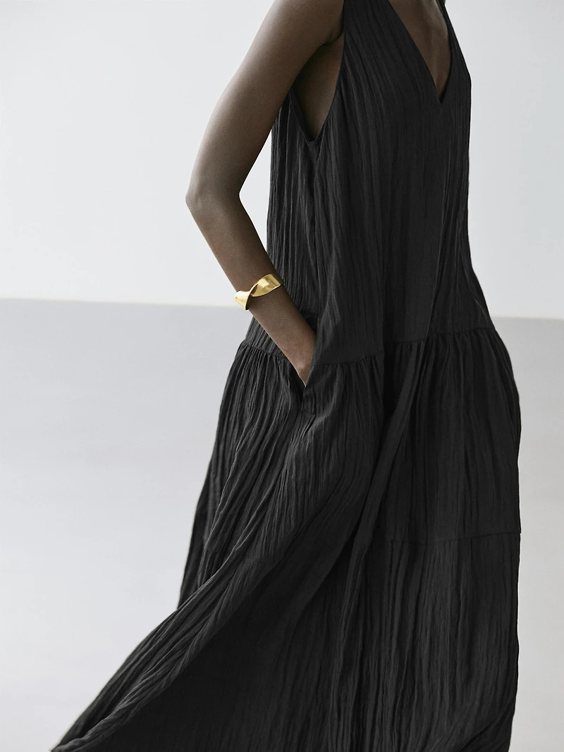 Flowing pleated midi dress
