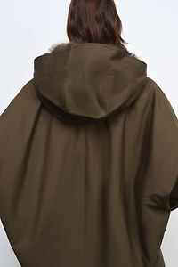 SHORT TRENCH COAT WITH FAUX FUR COLLAR ZW COLLECTION