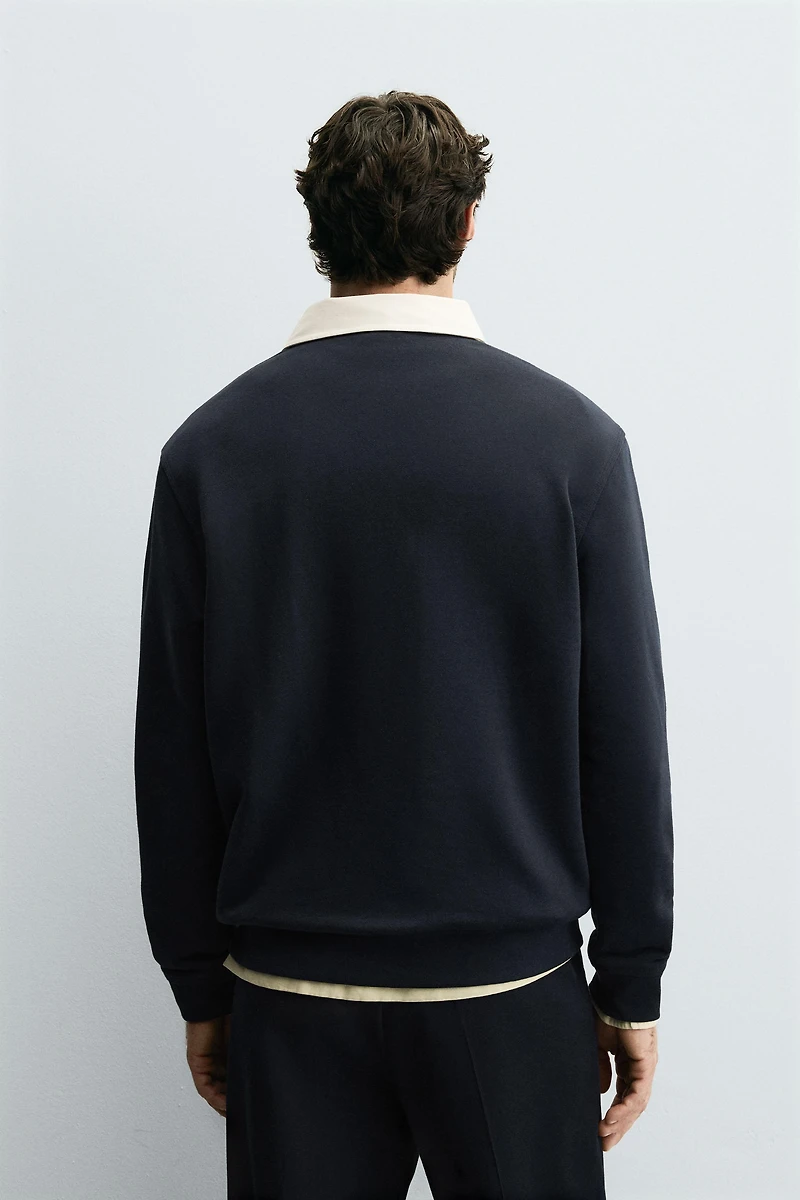 SWEAT POLO COL CONTRASTÉ