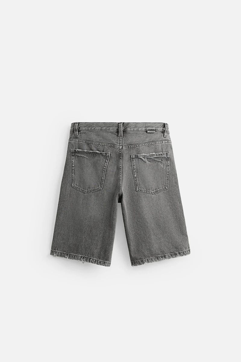 RIPPED BAGGY FIT DENIM SHORTS