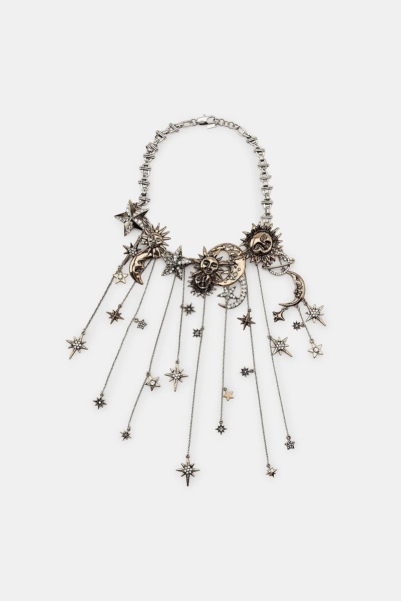METAL MOON AND STARS NECKLACE