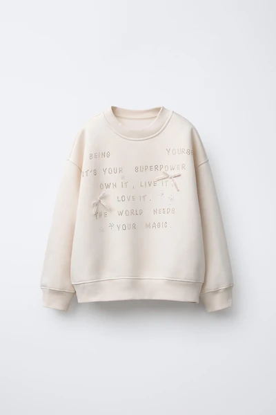 RHINESTONE TEXT SWEATSHIRT