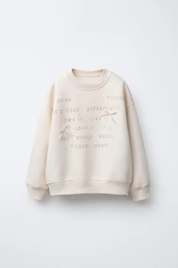 RHINESTONE TEXT SWEATSHIRT