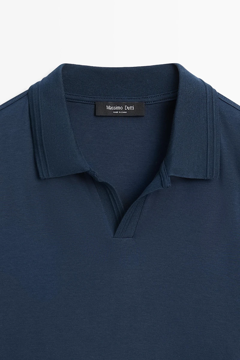 100% cotton V-neck knit polo