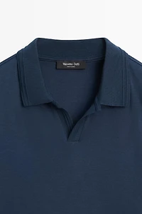 100% cotton V-neck knit polo