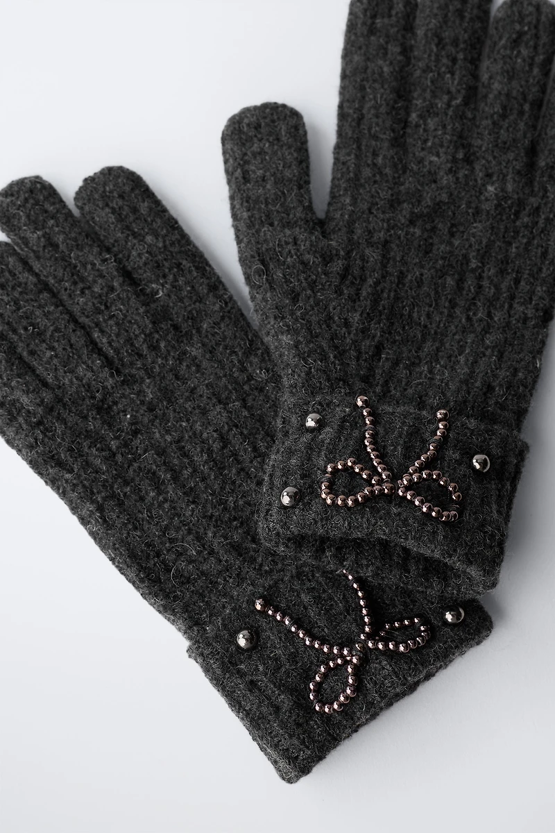 GANTS EN TRICOT PERLES