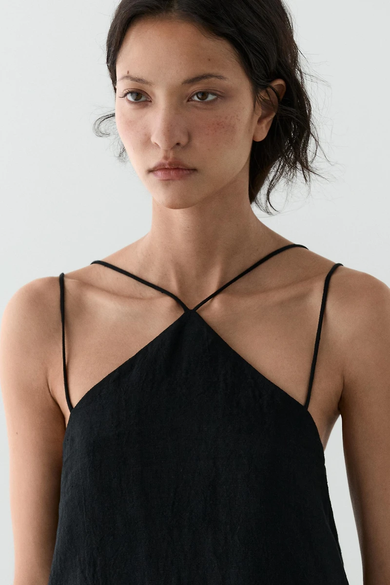 Robe fluide à bretelles 100 % lin