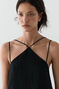 Robe fluide à bretelles 100 % lin