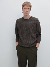 Cable-knit sweater with crew neck