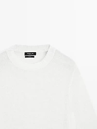 Short sleeve linen knit sweater