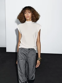 Mid-rise wide-leg trousers