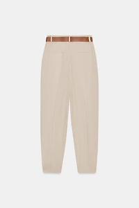 PANTALON AVEC LIN, PINCES ET CEINTURE