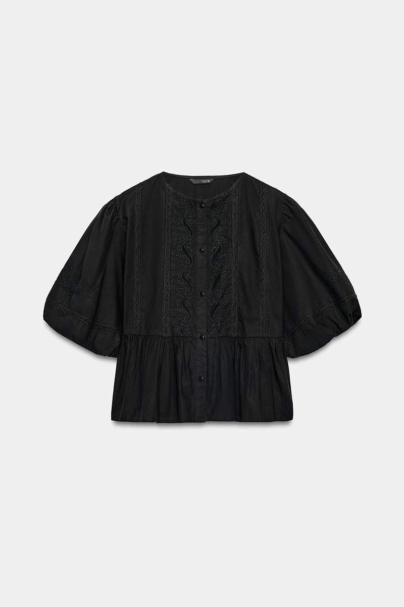 CHEMISE BRODÉE À MANCHES BALLON