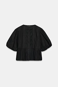 CHEMISE BRODÉE À MANCHES BALLON